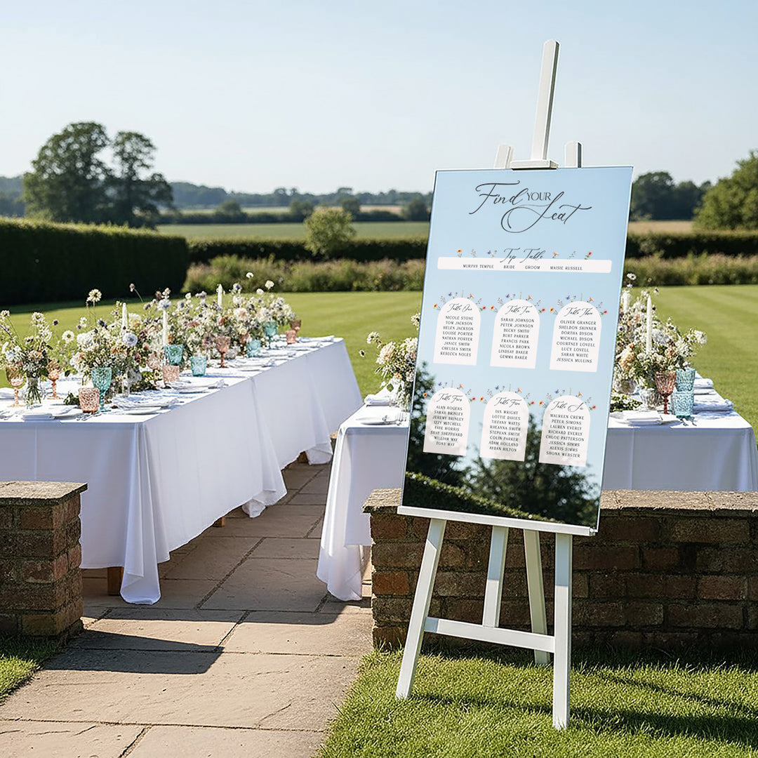 Meadow Wedding Silver Mirrored Table Plan