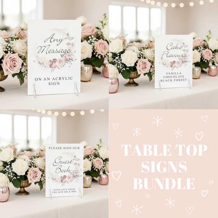 Table Top Sign Bundle: Blush Flowers