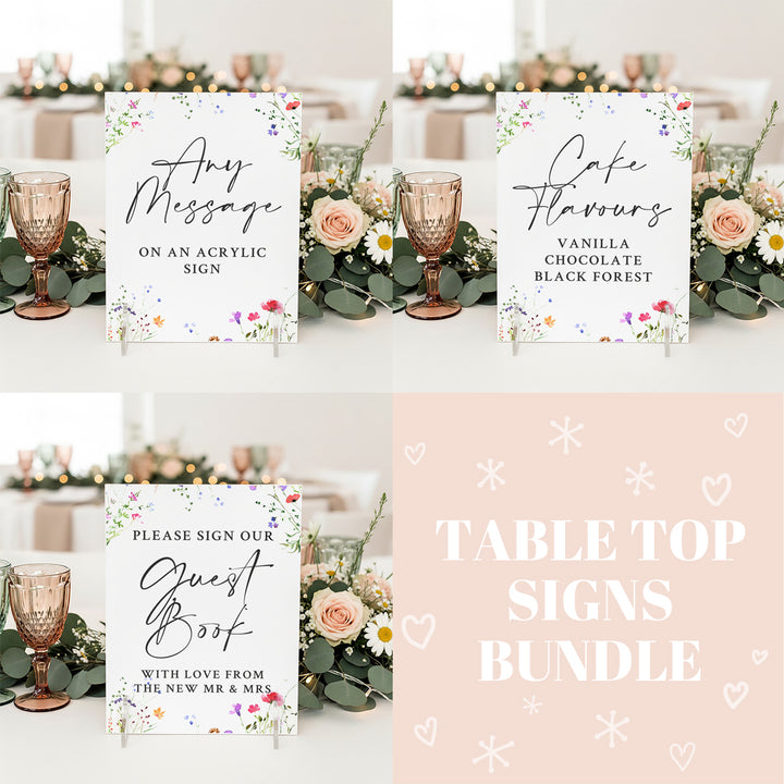Table Top Sign Bundle: Watercolour Wildflower