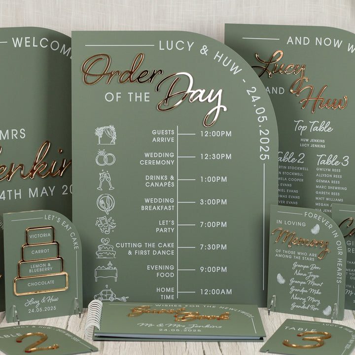 Modern Arch Acrylic Order of the Day Timeline