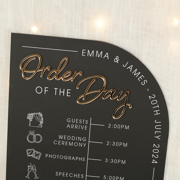 Modern Arch Acrylic Order of the Day Timeline-Weddings by Lumi
