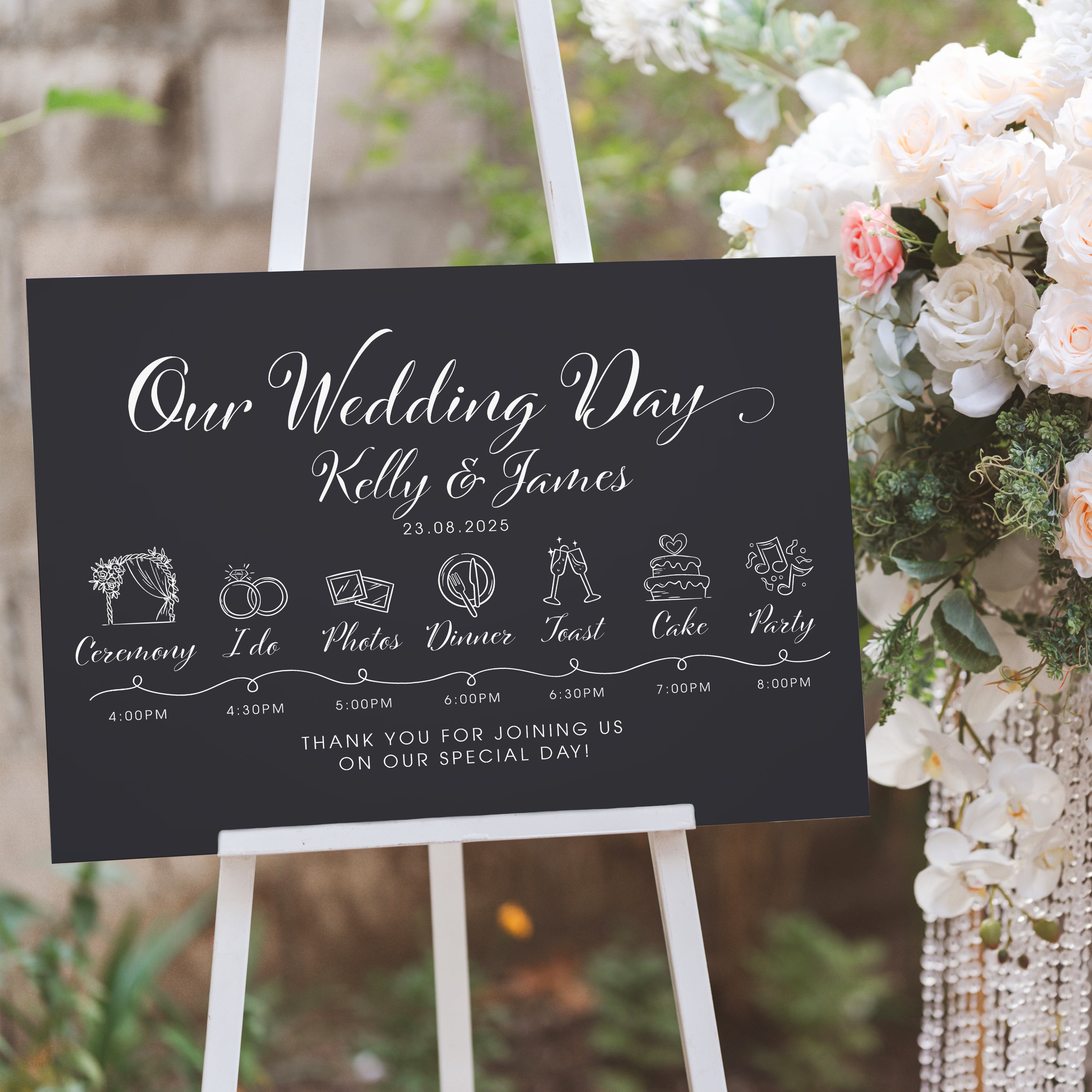 Elegant Script Acrylic Order of the Day Timeline – Weddings by Lumi