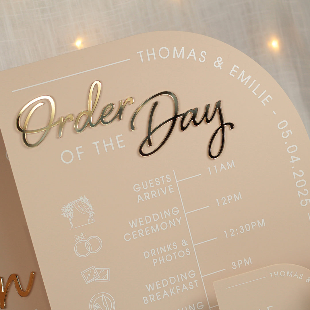 Modern Arch Acrylic Order of the Day Timeline-Weddings by Lumi