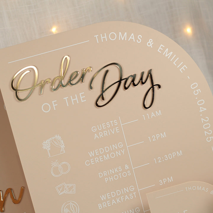 Modern Arch Acrylic Order of the Day Timeline-Weddings by Lumi
