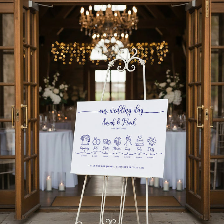 Classic Script Order of the Day Timeline Acrylic Sign Board