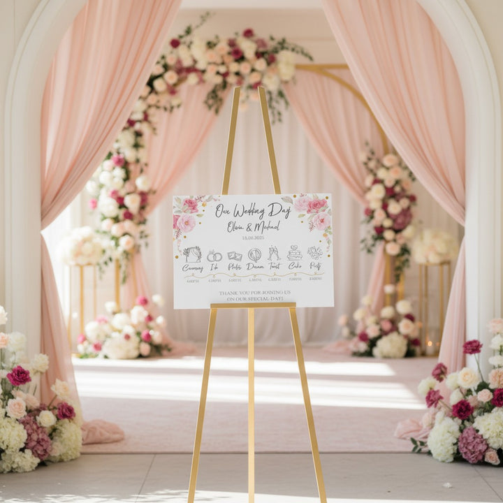 Geometric Floral Heart Order of the Day Timeline Acrylic Sign