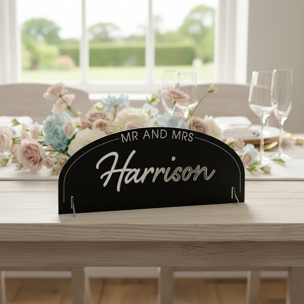 Reversible Top Table Sign Modern Arch Top Table Acrylic Sign – Weddings by Lumi