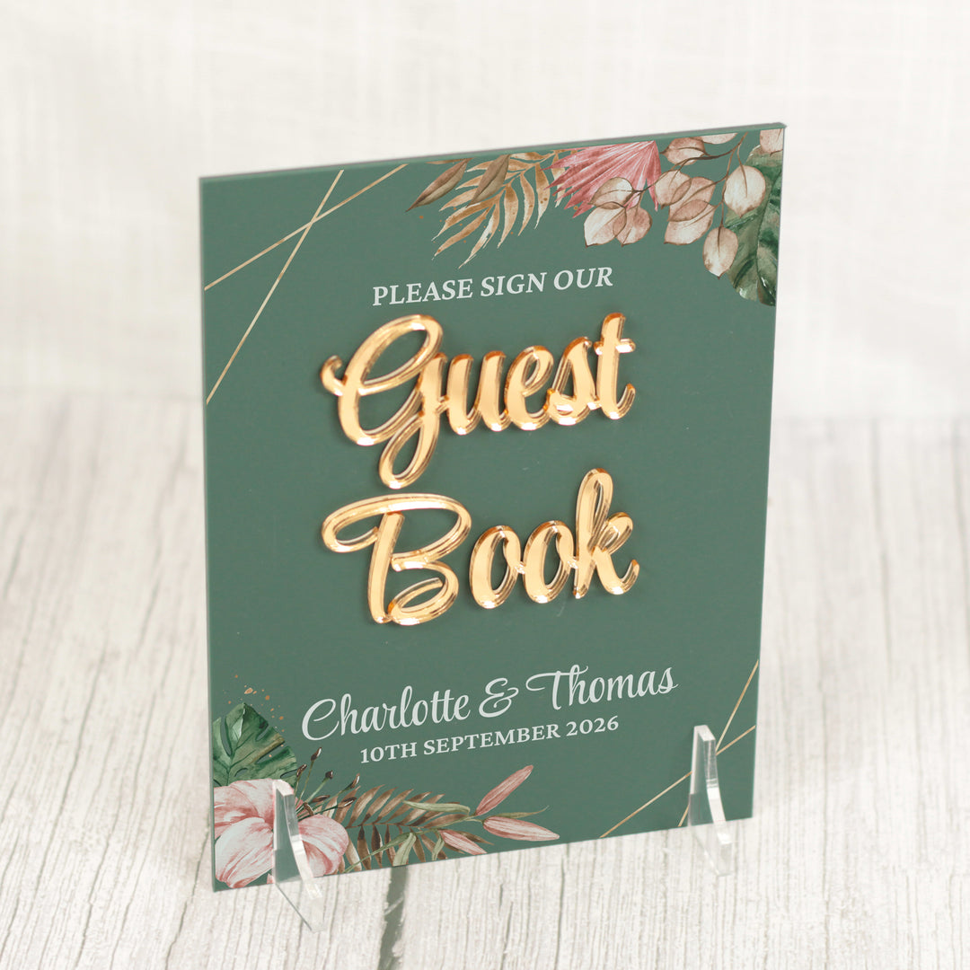 Tropical Boho Acrylic Wedding Guest Book