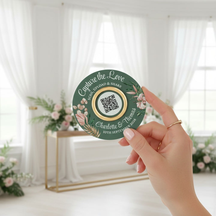 Tropical Boho Photo Upload Sharing QR Code Discs