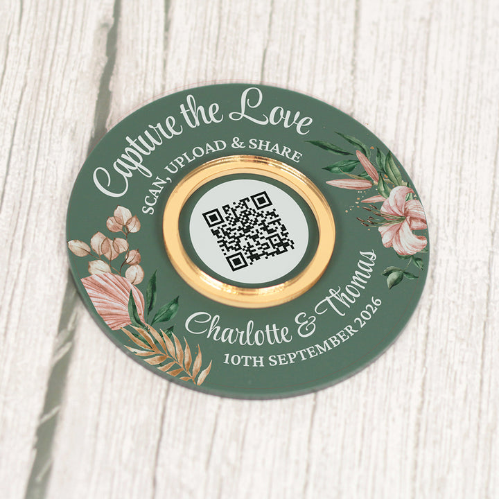 Tropical Boho Photo Upload Sharing QR Code Discs