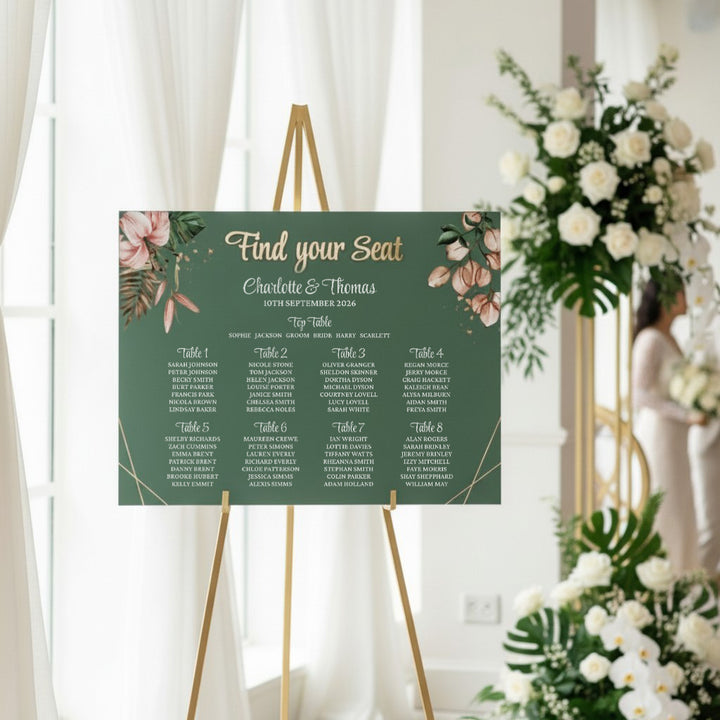 Tropical Boho Acrylic Table Seating Plan