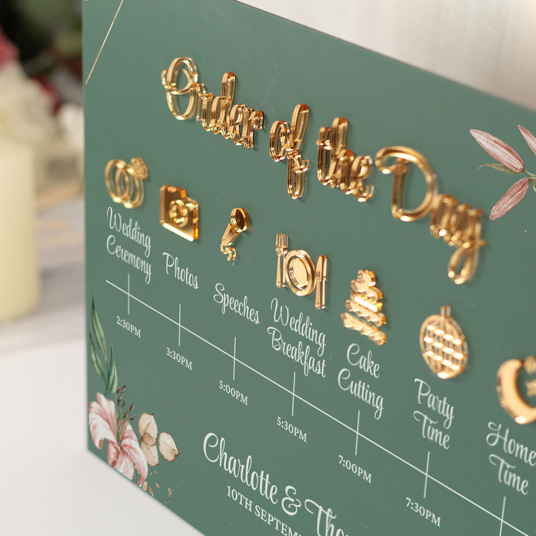 Tropical Boho Acrylic Order of the Day Timeline
