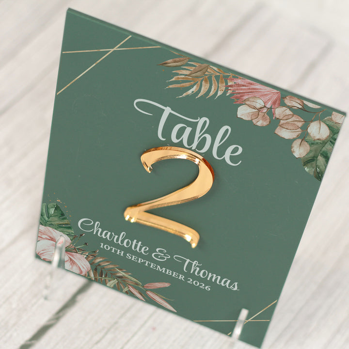 Tropical Boho 3D Acrylic Table Number