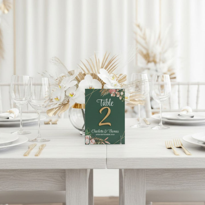 Tropical Boho 3D Acrylic Table Number