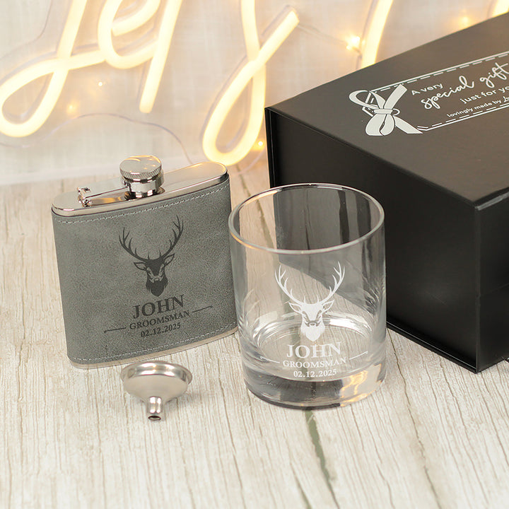 Wedding Stag Groomsmen Hip Flask Gift-Weddings by Lumi