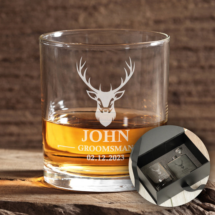 Wedding Stag Groomsmen Hip Flask Gift-Weddings by Lumi