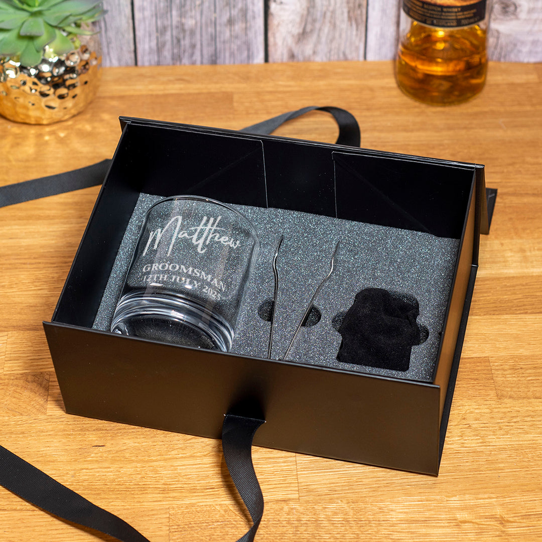 Wedding Party Name and Role Groomsman Engraved Whiskey Glass-Weddings by Lumi