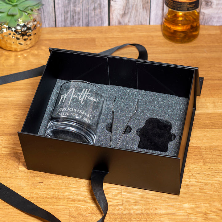 Wedding Party Name and Role Groomsman Engraved Whiskey Glass-Weddings by Lumi