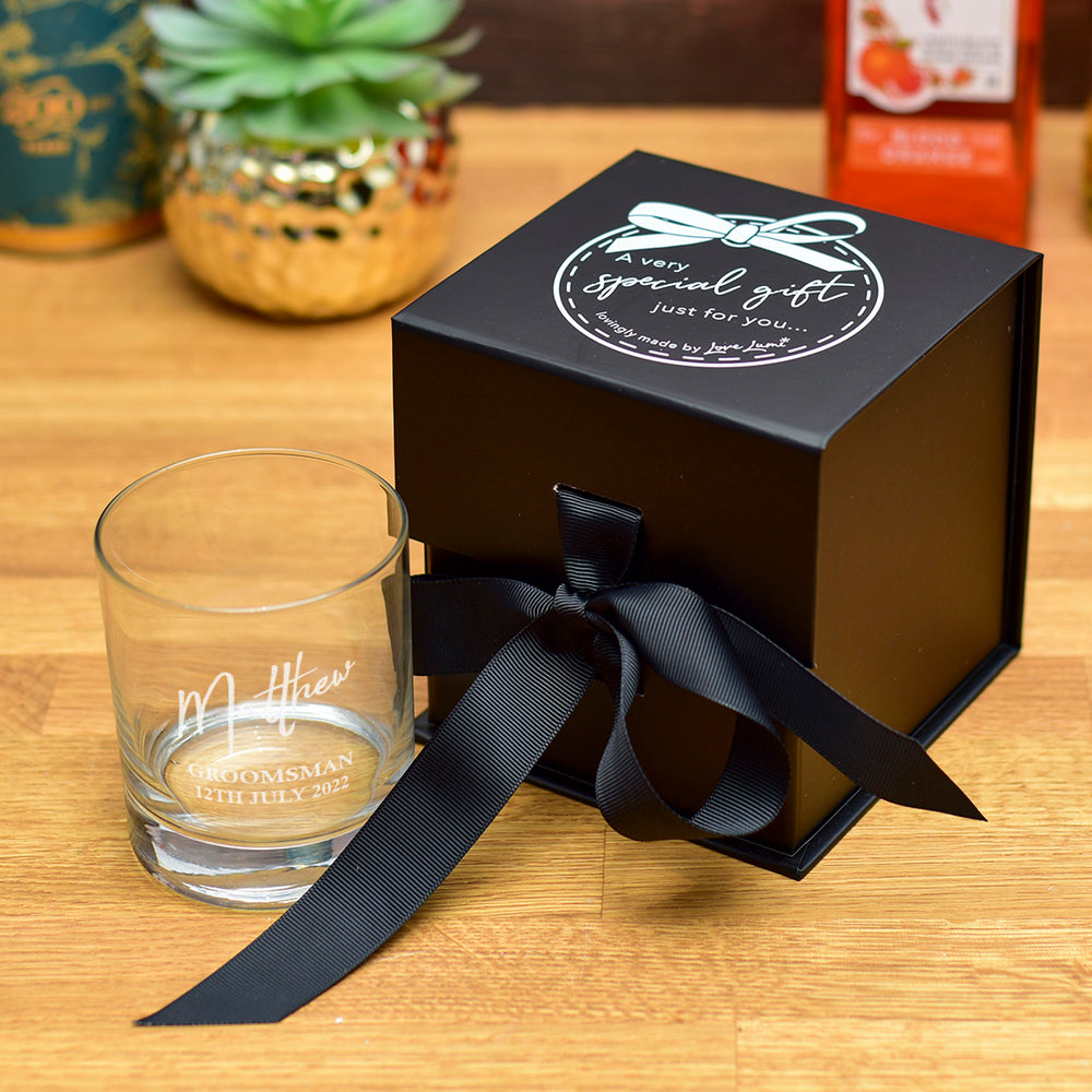 Wedding Party Name and Role Groomsman Engraved Whiskey Glass-Weddings by Lumi