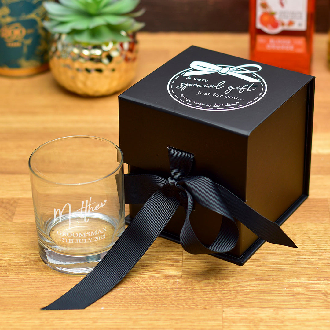 Wedding Party Name and Role Groomsman Engraved Whiskey Glass-Weddings by Lumi