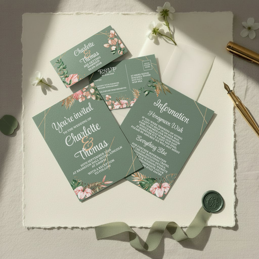 Tropical Boho Vellum Wrapped Invitation Bundle