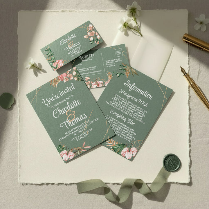 Tropical Boho Vellum Wrapped Invitation Bundle