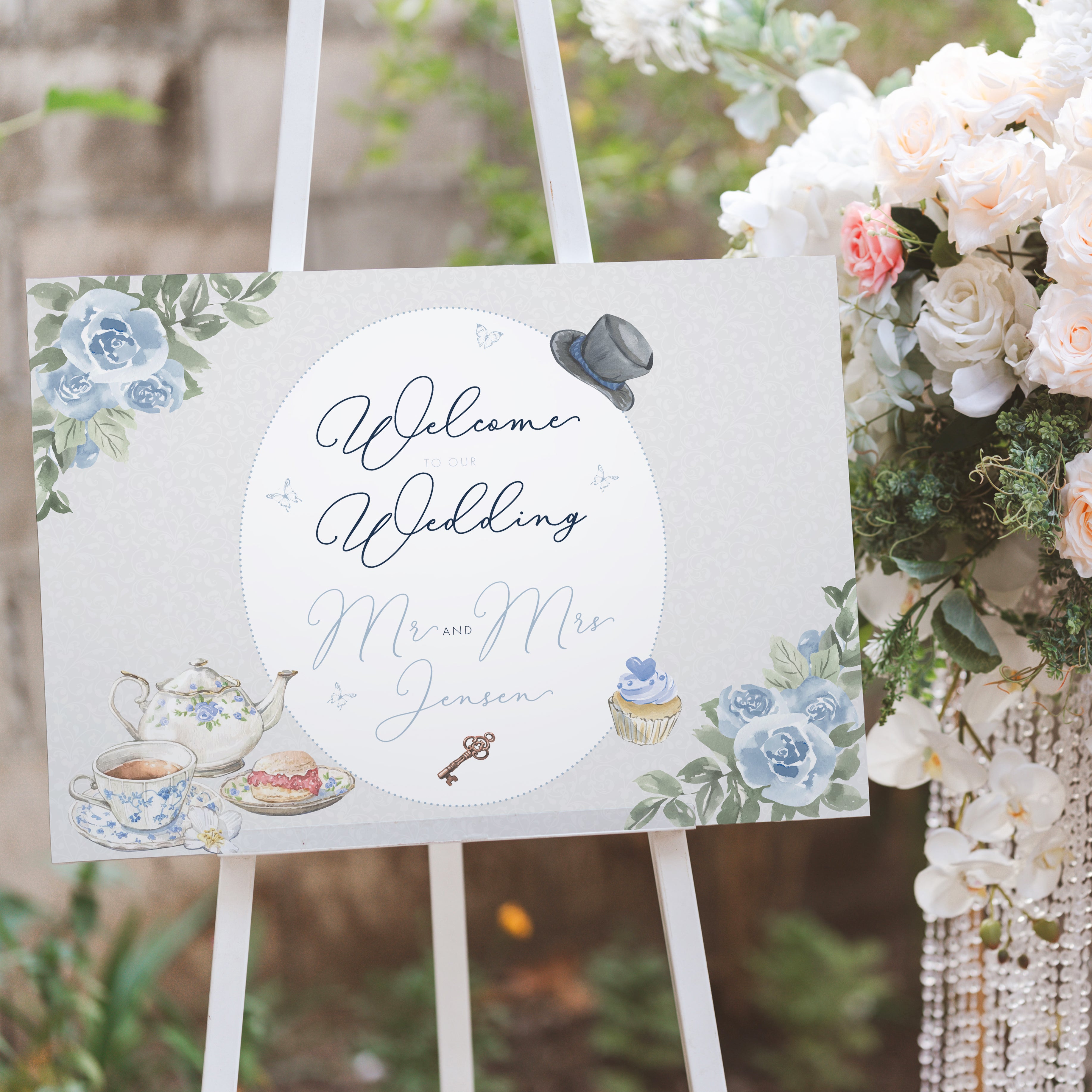 Vintage Tea Party Welcome to Our Wedding Sign