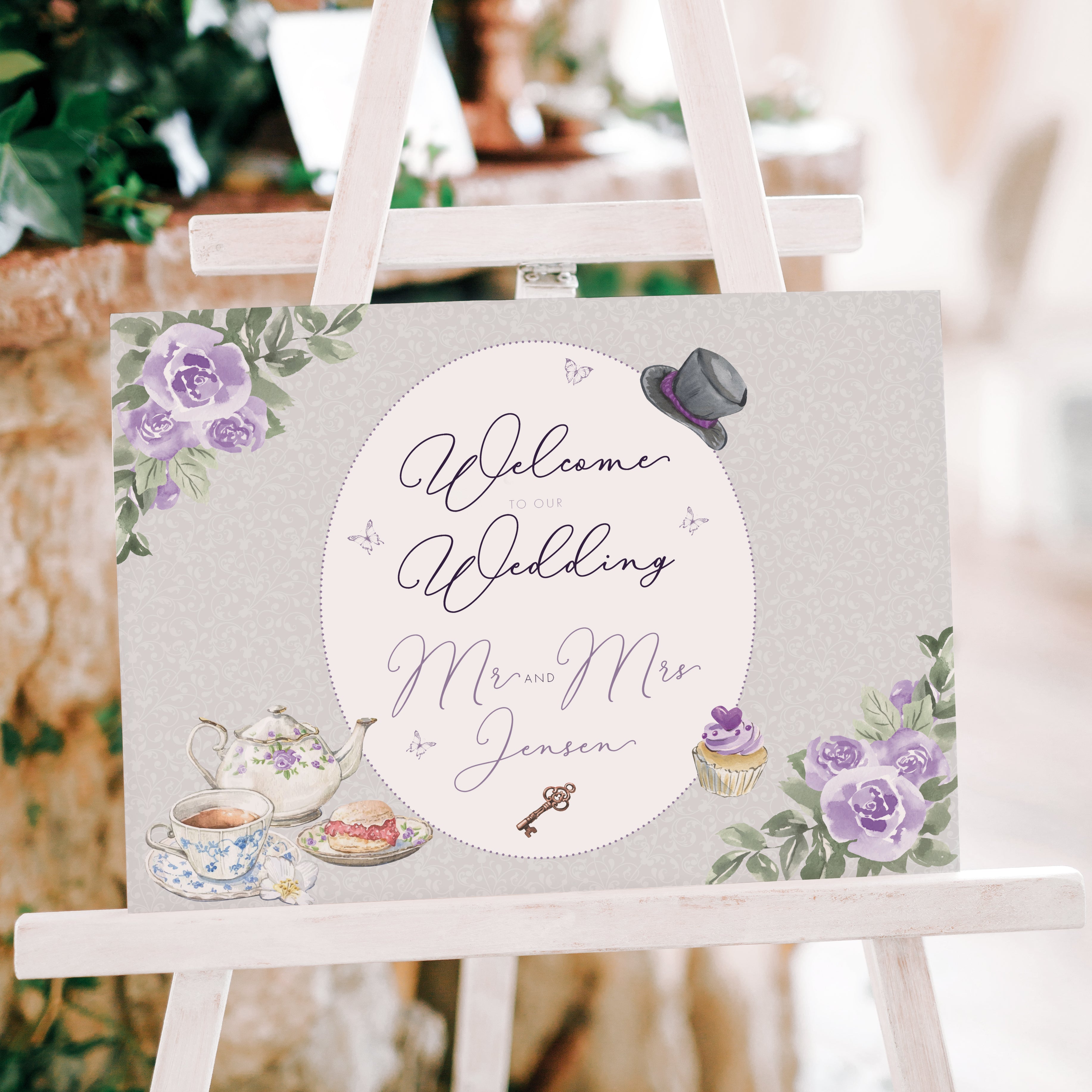 Vintage Tea Party Welcome to Our Wedding Sign