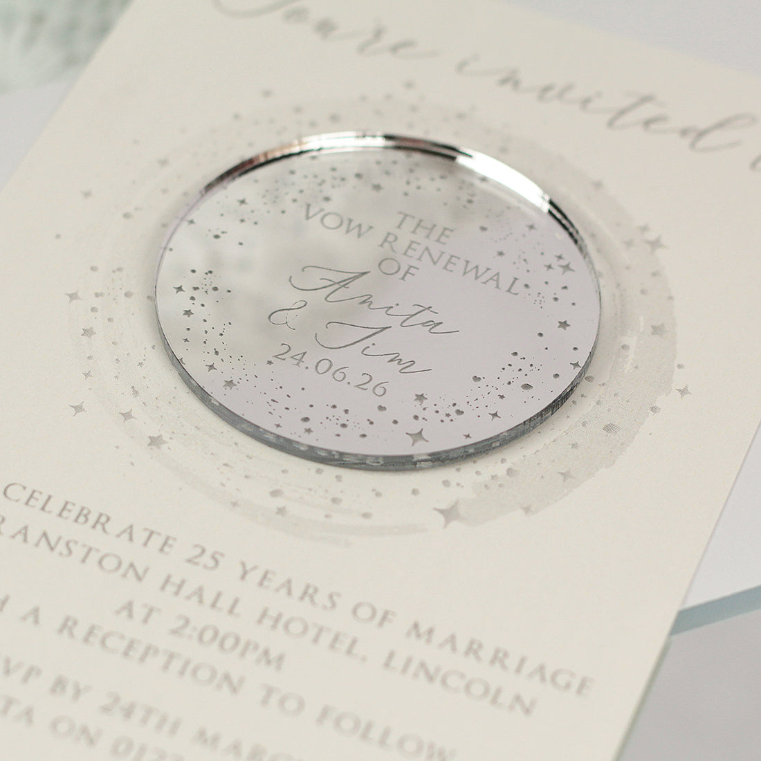Sparkly Circle Vow Renewal Invitation Magnet-Weddings by Lumi