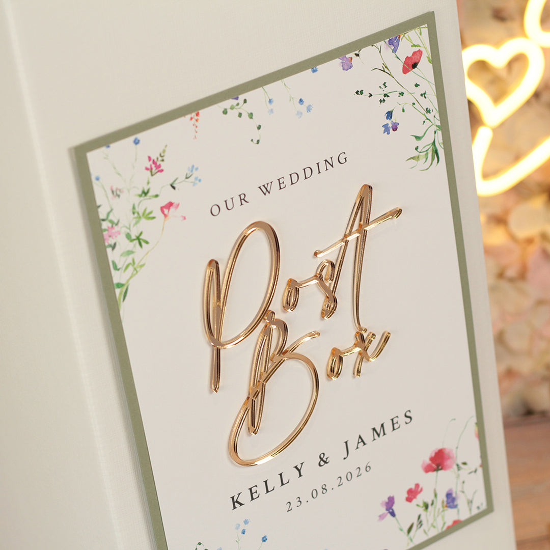 Watercolour Wildflower Wedding Card Post Box