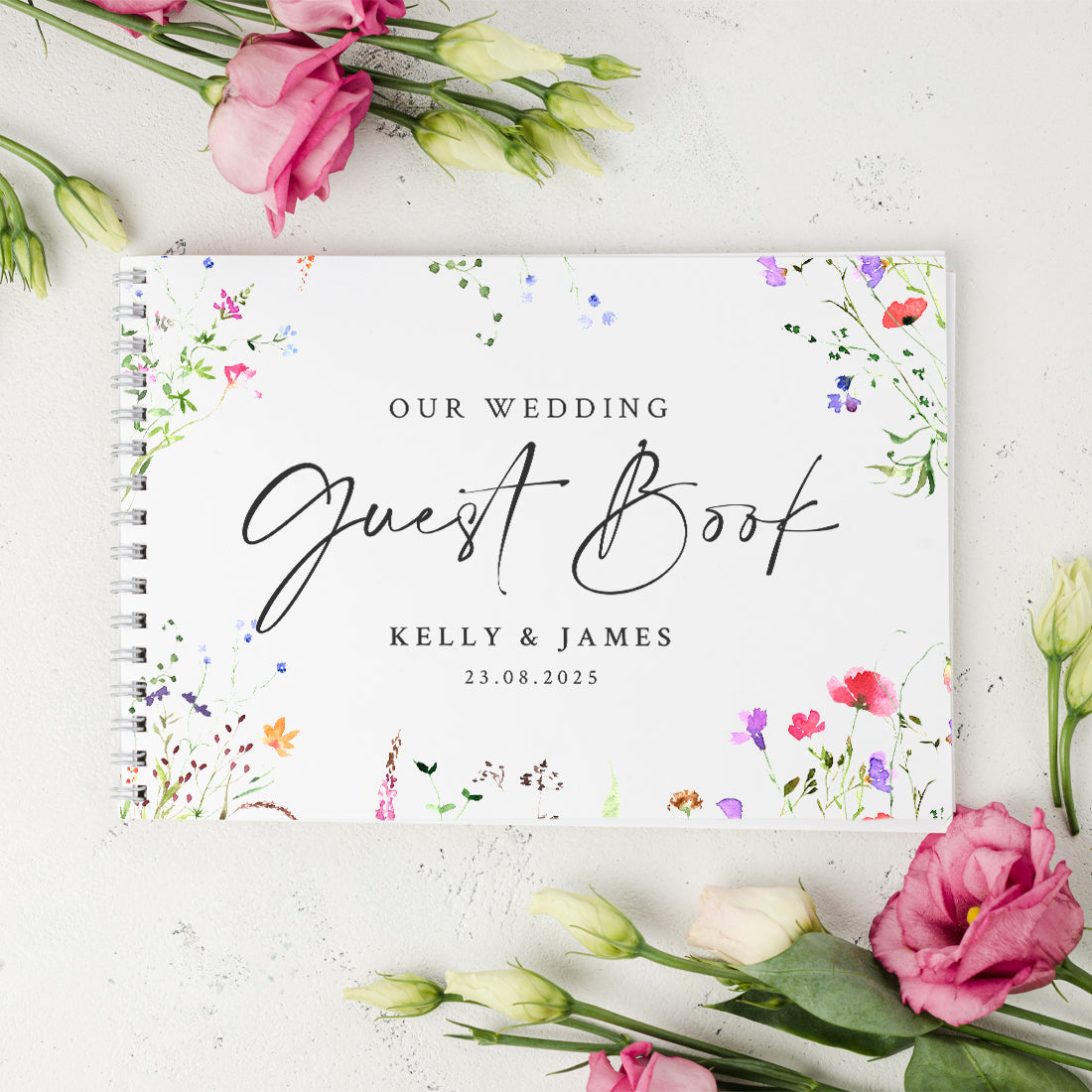Watercolour Wildflower A5 or A4 Wedding Guest Book