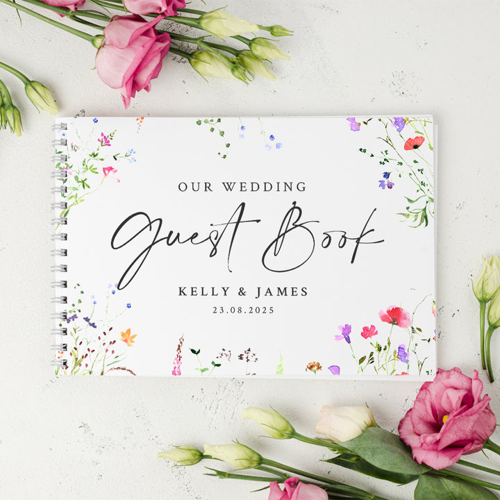 Watercolour Wildflower A5 or A4 Wedding Guest Book-Weddings by Lumi