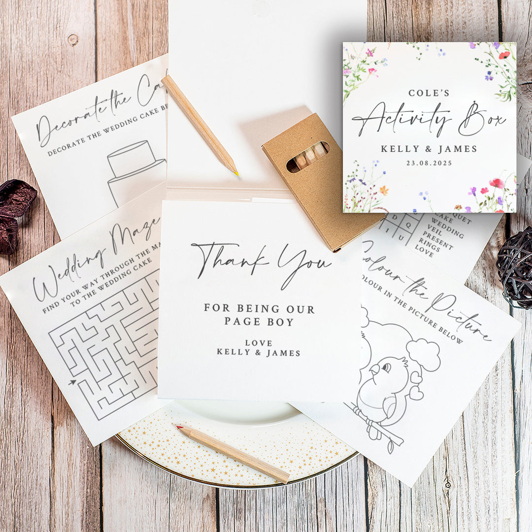 Watercolour Wildflower Children's Wedding Activity Pack-Weddings by Lumi