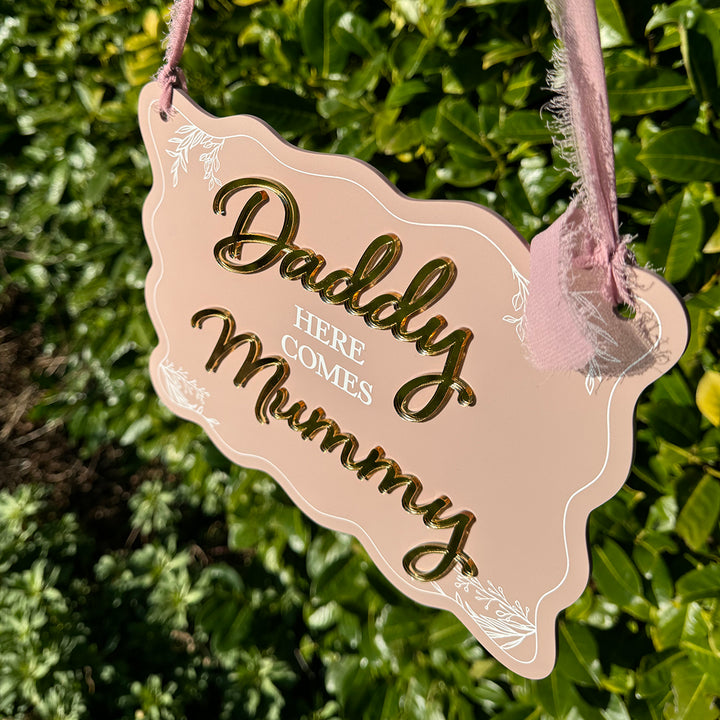Wavy Edge Bridal Party Acrylic Carry Sign-Weddings by Lumi