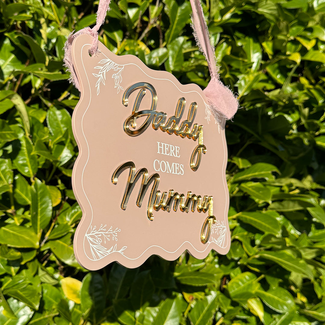 Wavy Edge Bridal Party Acrylic Carry Sign-Weddings by Lumi