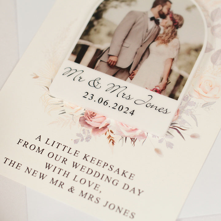 Blush Flowers Acrylic Photo Wedding Thank You Magnets-Weddings by Lumi