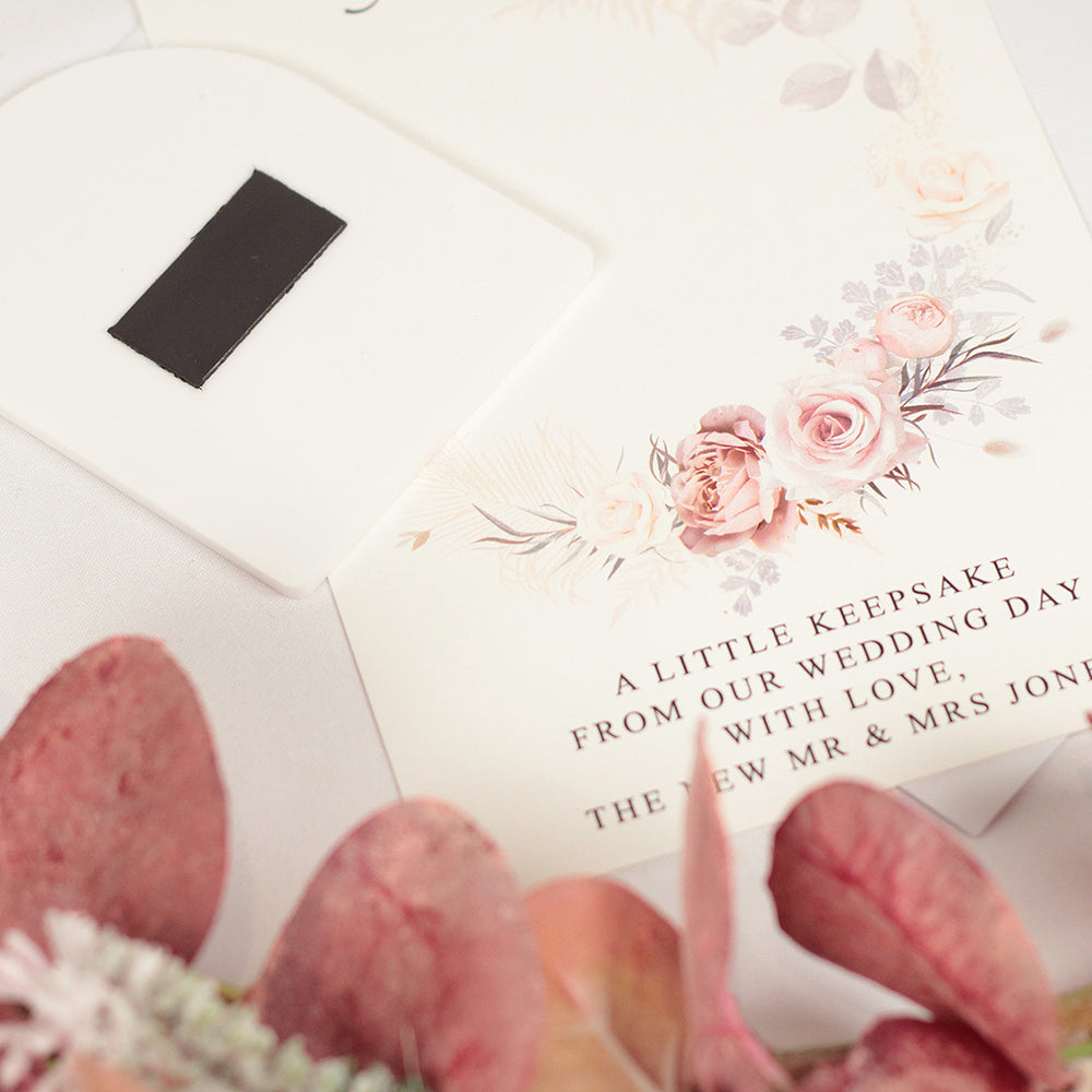 Blush Flowers Acrylic Photo Wedding Thank You Magnets-Weddings by Lumi
