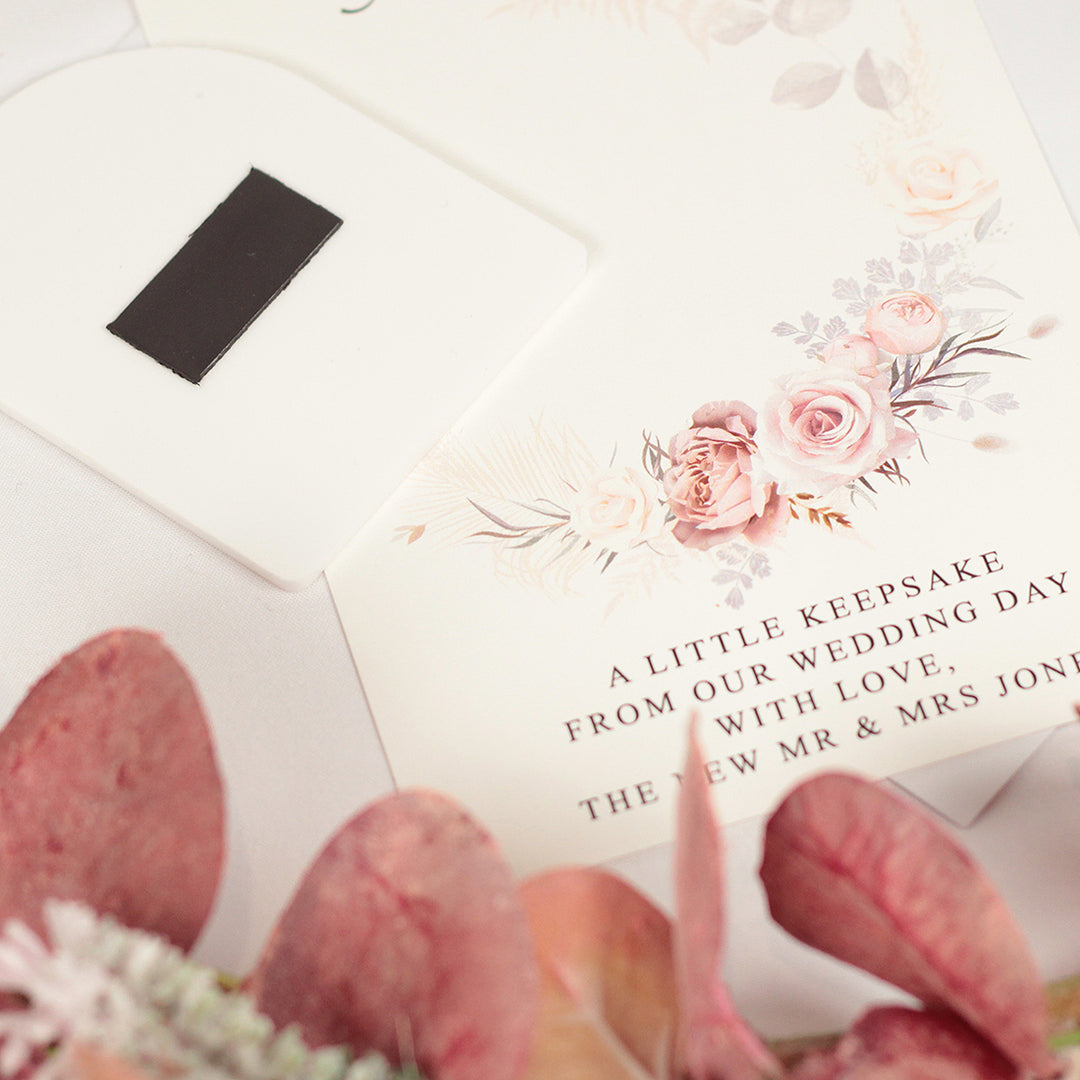 Blush Flowers Acrylic Photo Wedding Thank You Magnets-Weddings by Lumi