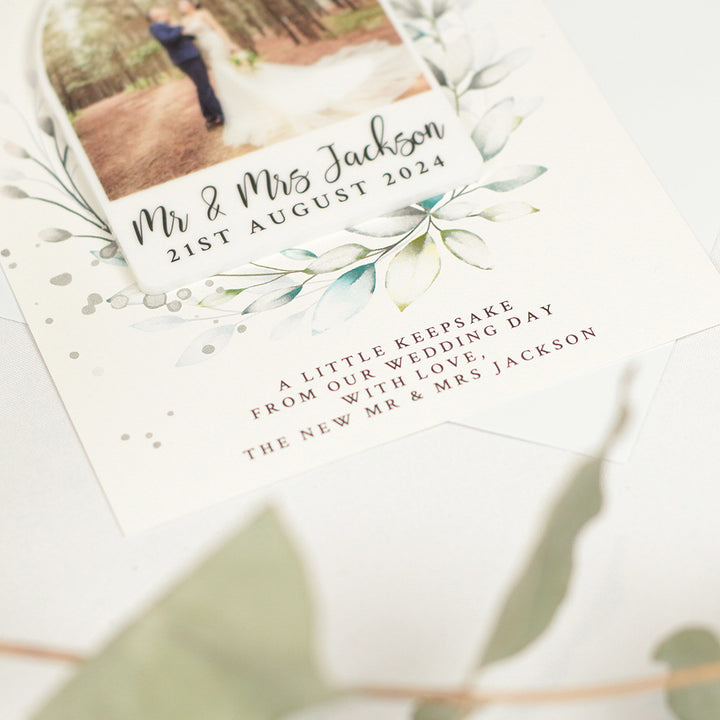 Botanical Wreath Acrylic Photo Wedding Thank You Magnets-Weddings by Lumi