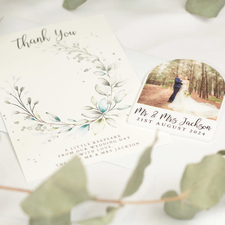 Botanical Wreath Acrylic Photo Wedding Thank You Magnets-Weddings by Lumi
