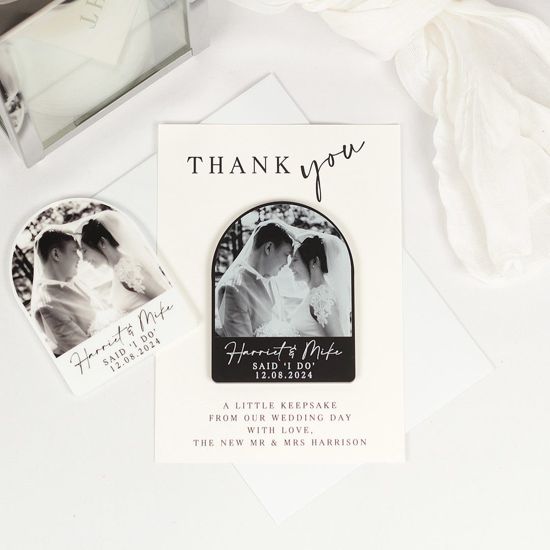 Modern Acrylic Photo Wedding Thank You Magnet-Weddings by Lumi