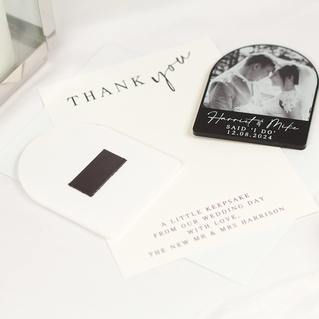 Modern Acrylic Photo Wedding Thank You Magnet