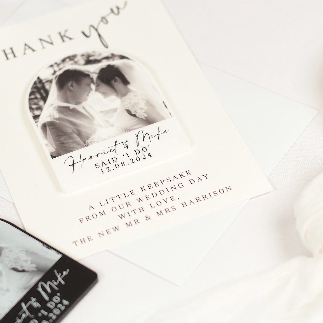 Modern Acrylic Photo Wedding Thank You Magnet-Weddings by Lumi