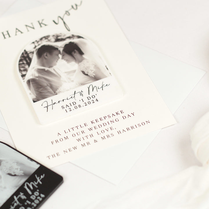 Modern Acrylic Photo Wedding Thank You Magnet-Weddings by Lumi