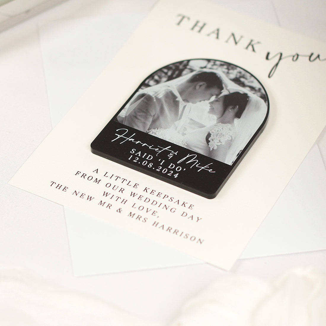 Modern Acrylic Photo Wedding Thank You Magnet