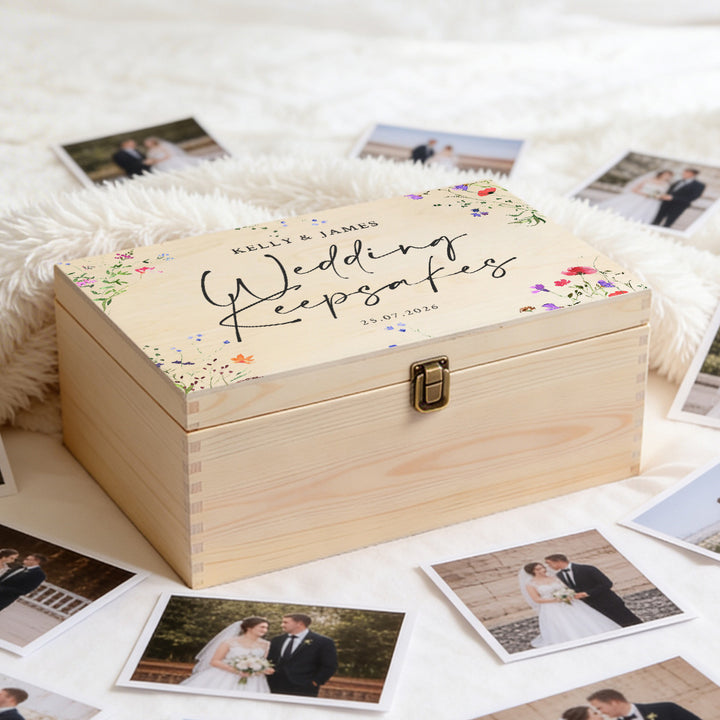 Watercolour Wildflower Large Wooden Keepsake Box