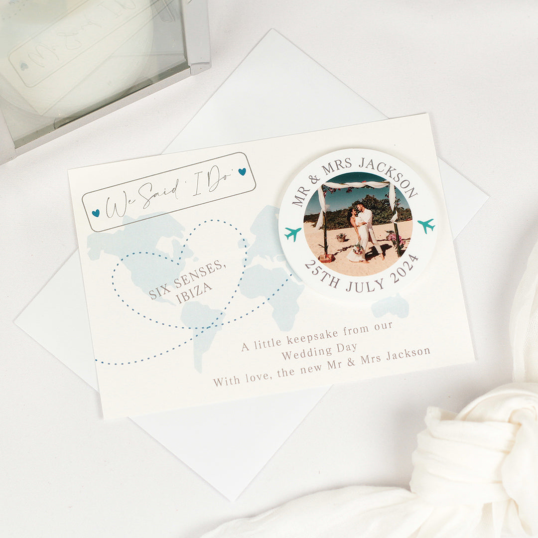 World Map Acrylic Destination Wedding Photo Thank You Magnets-Weddings by Lumi