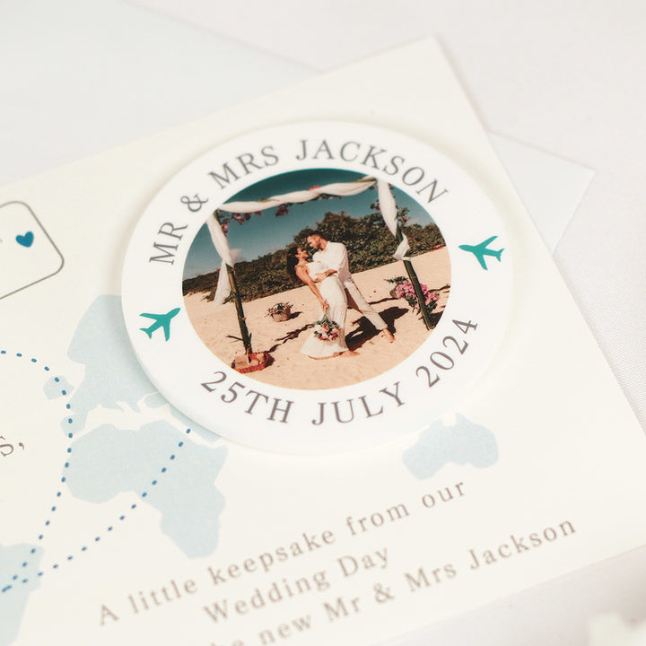 World Map Acrylic Destination Wedding Photo Thank You Magnets-Weddings by Lumi