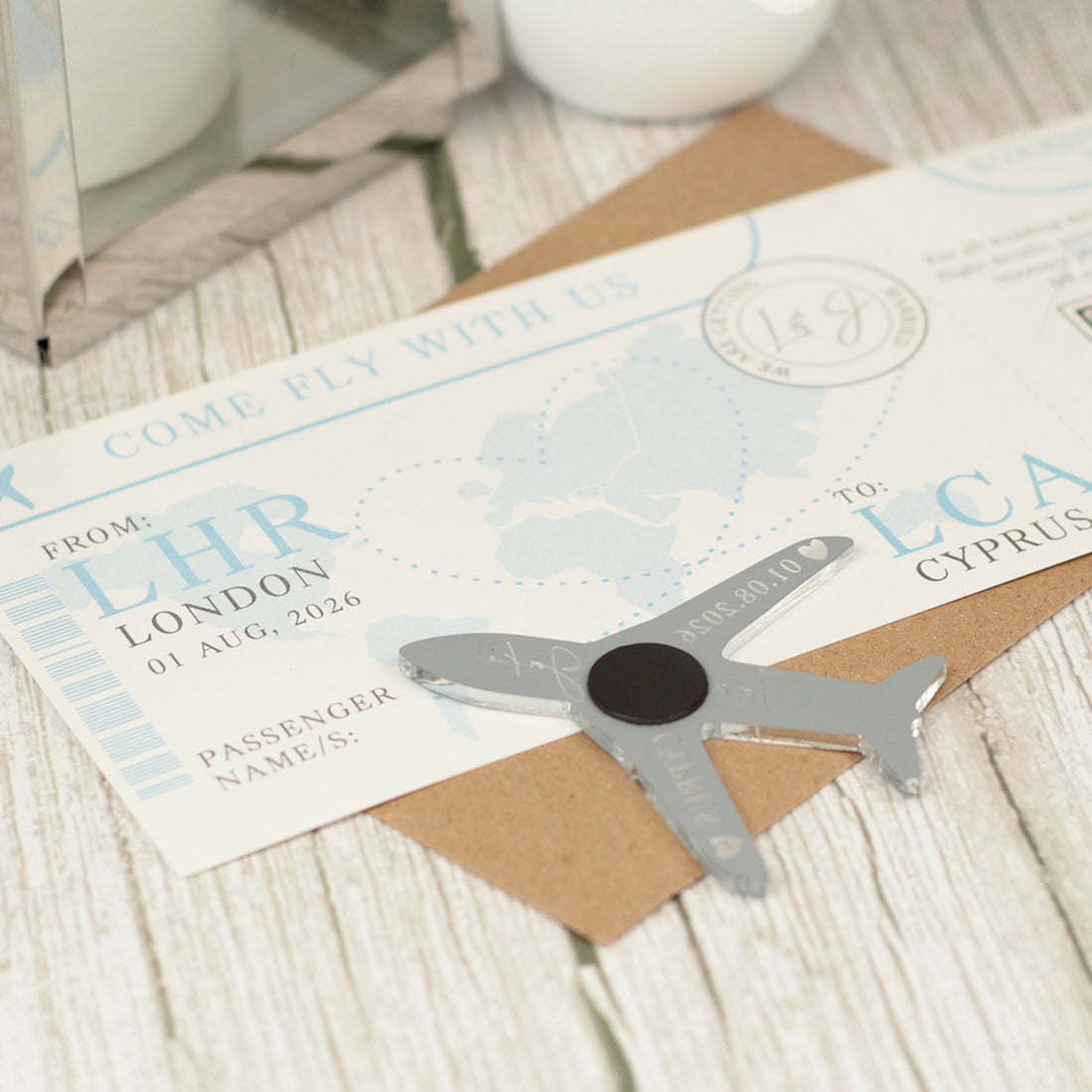 Boarding Pass Destination Wedding Invitation and Magnet