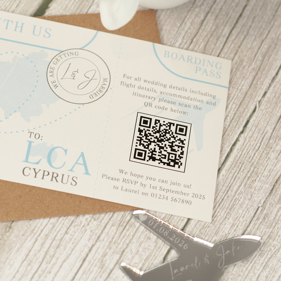 Boarding Pass Destination Wedding Invitation and Magnet